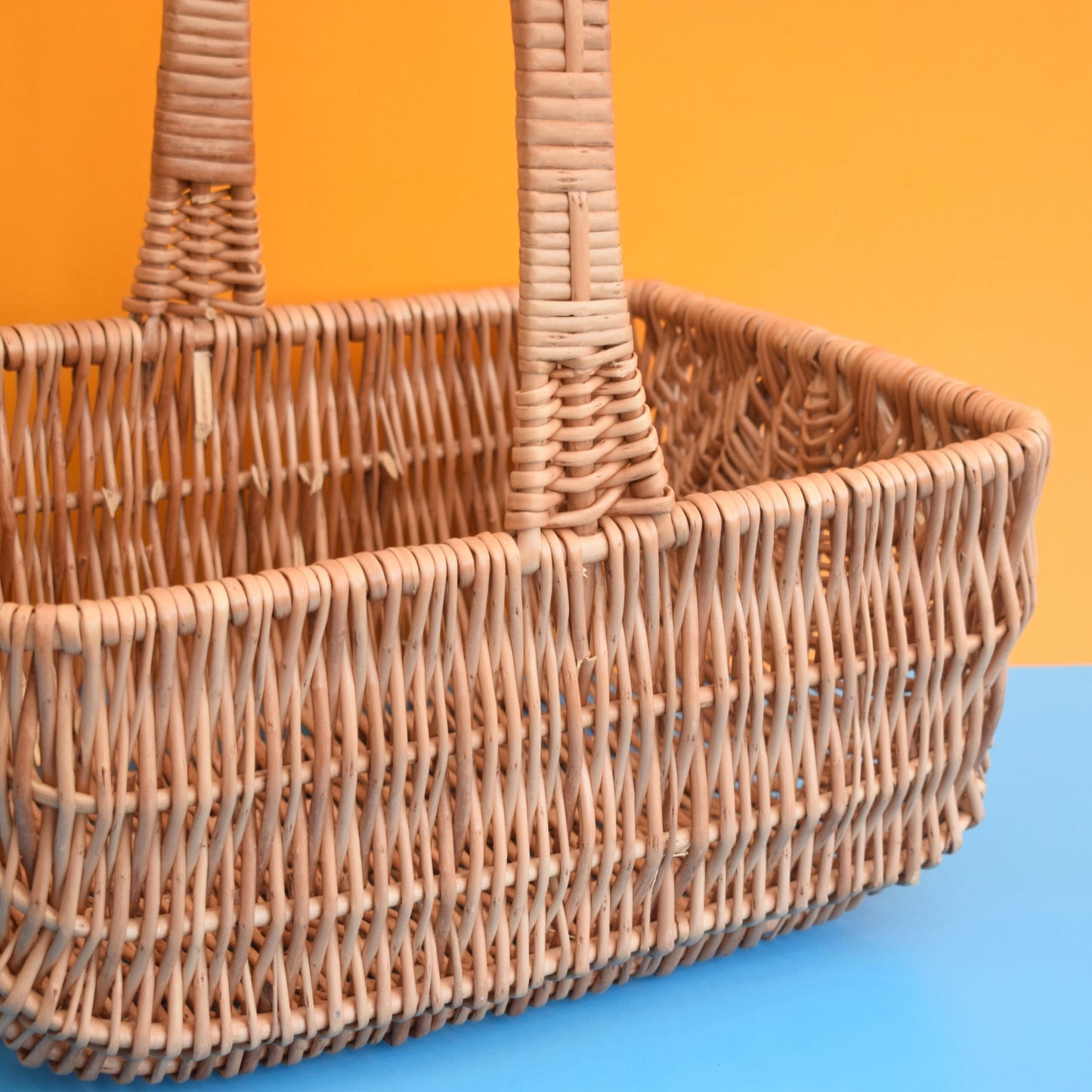 Vintage 1960s Large Wicker Shopping Basket