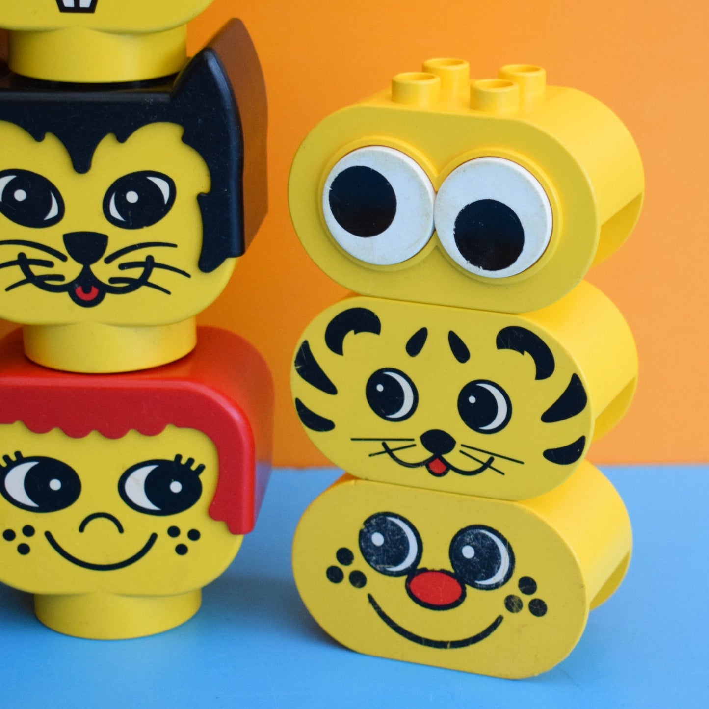 Vintage 1990s Duplo Heads x9 & Eye Blocks