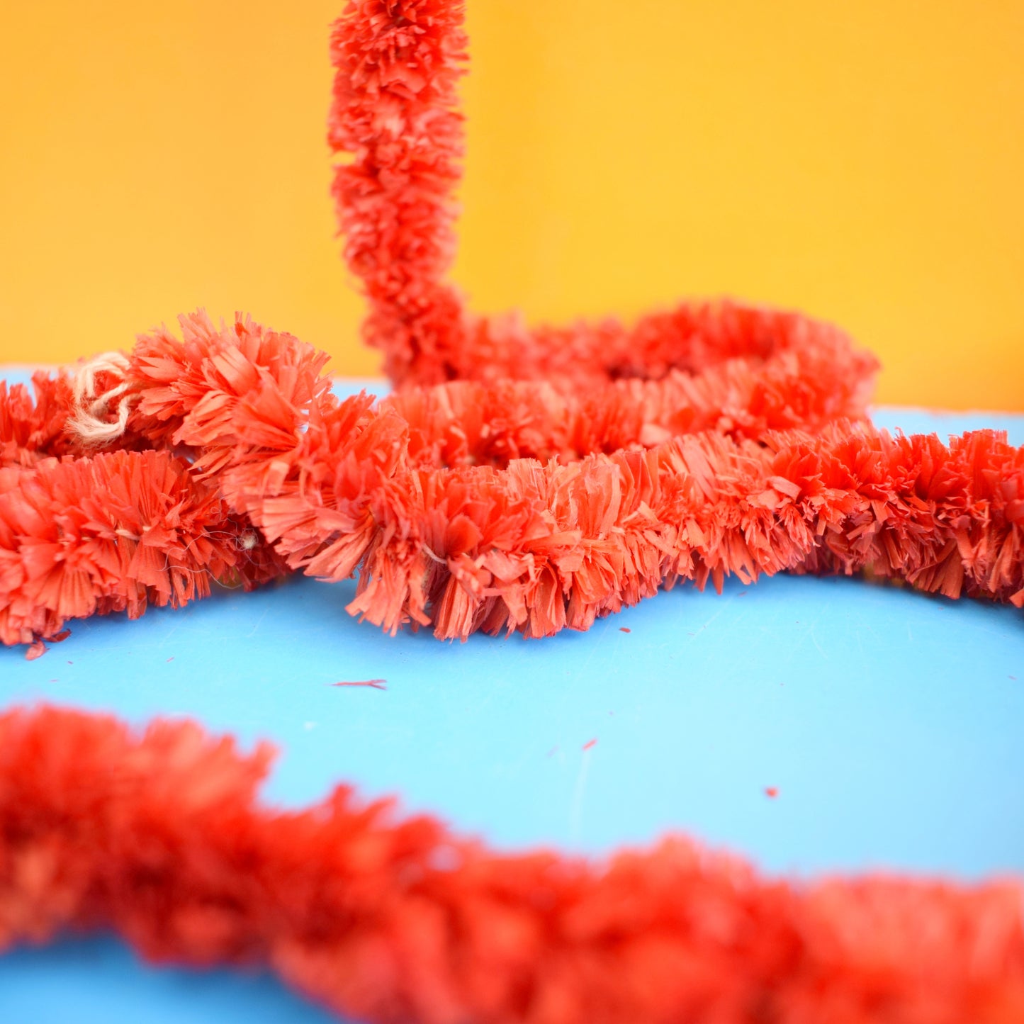 Vintage 1950s Unusual Straw / Paper ? Tinsel- Red