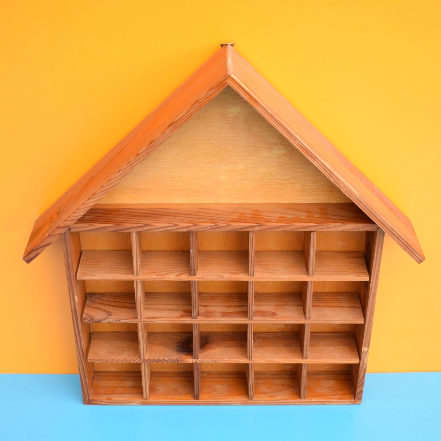 Vintage 1970s Pine House Shaped Collectables Shelf