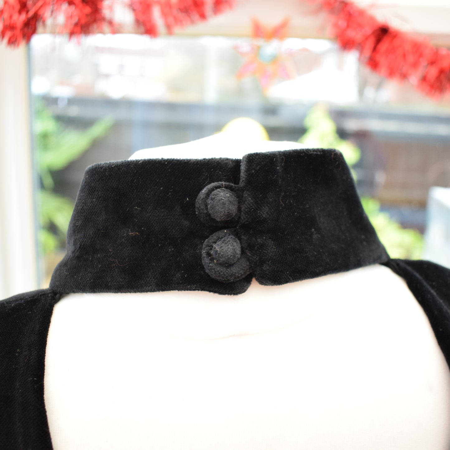 Vintage 1980s Velvet Low Back Dress - Black - Sz 12- 14