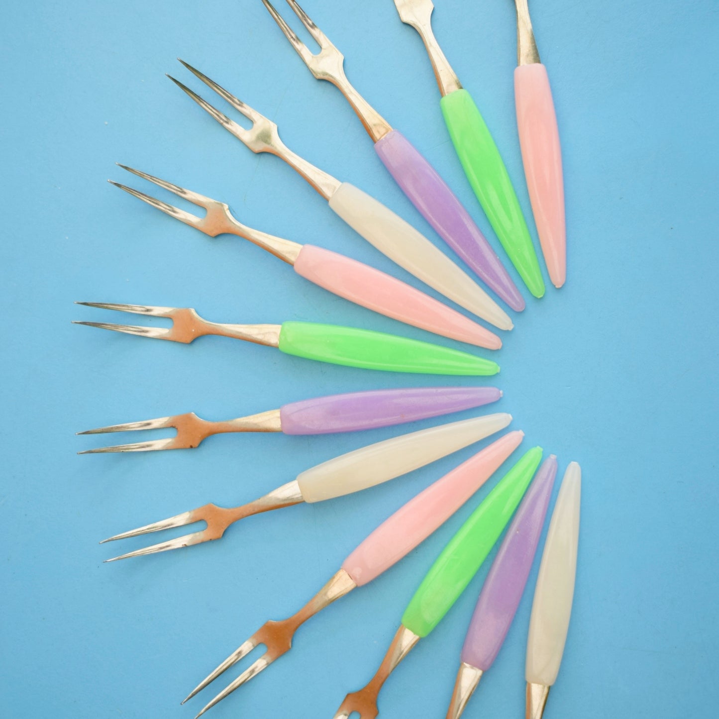 Vintage 1960s Little Pickle Forks- Pastels