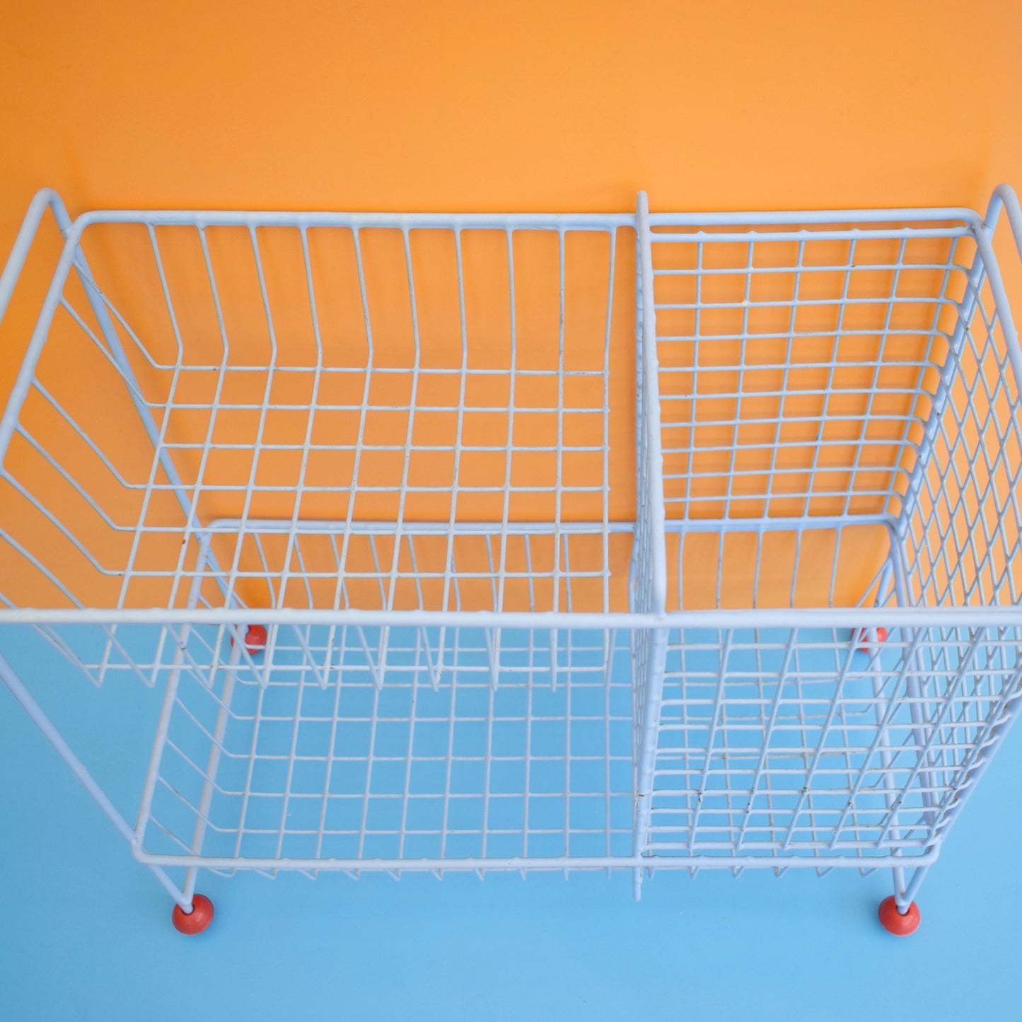 Vintage 1960s Wire Vegetable / Storage Rack - Blue