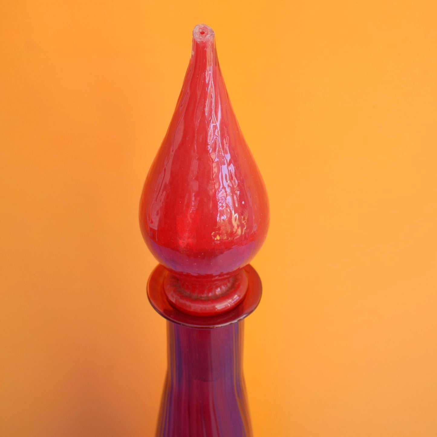 Vintage 1960s Italian Glass Genie Bottle - Red . by Pineapple Retro