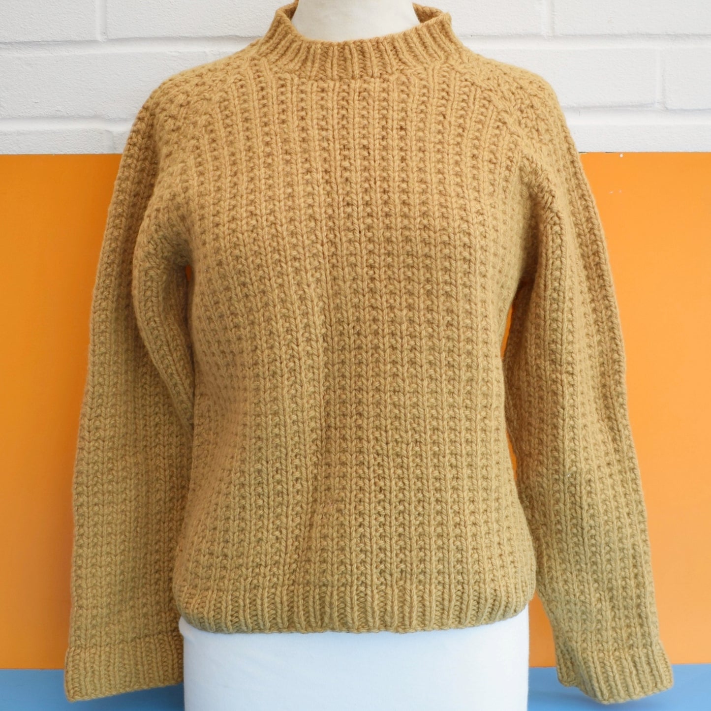 Vintage 1960s Tight Knit Warm Jumper- Ochre / Corn