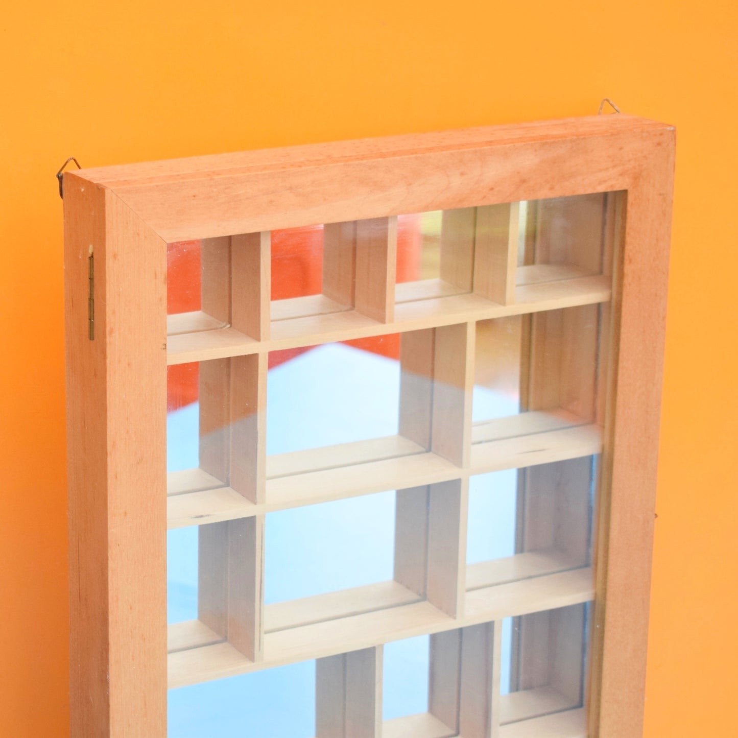 Vintage 1990s Wooden Display Case - Mirrored Back. Wooden