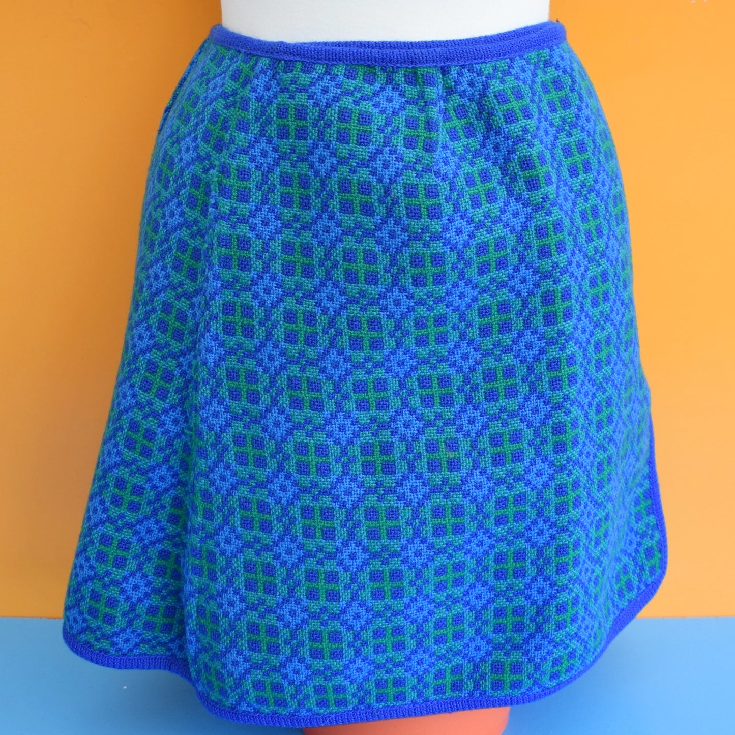 Vintage 1960s Welsh Tapestry Cape/ Skirt - Blue & Green