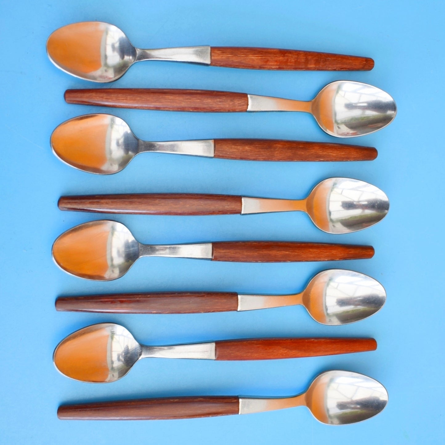 Vintage 1960s Teak Glosswood Cutlery Tea Spoons - Holland