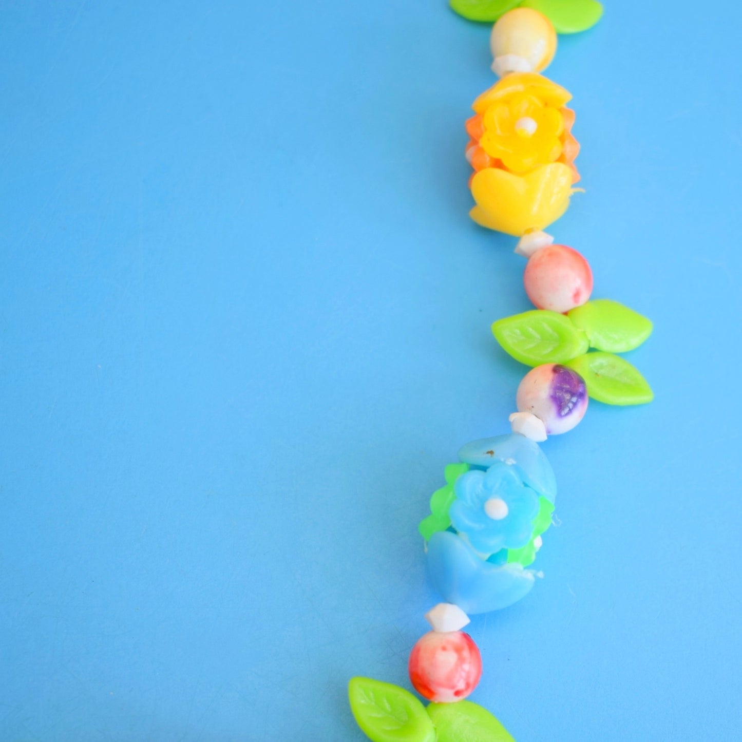 Vintage 1960s Carmen Miranda Style Flower Necklace- Brights