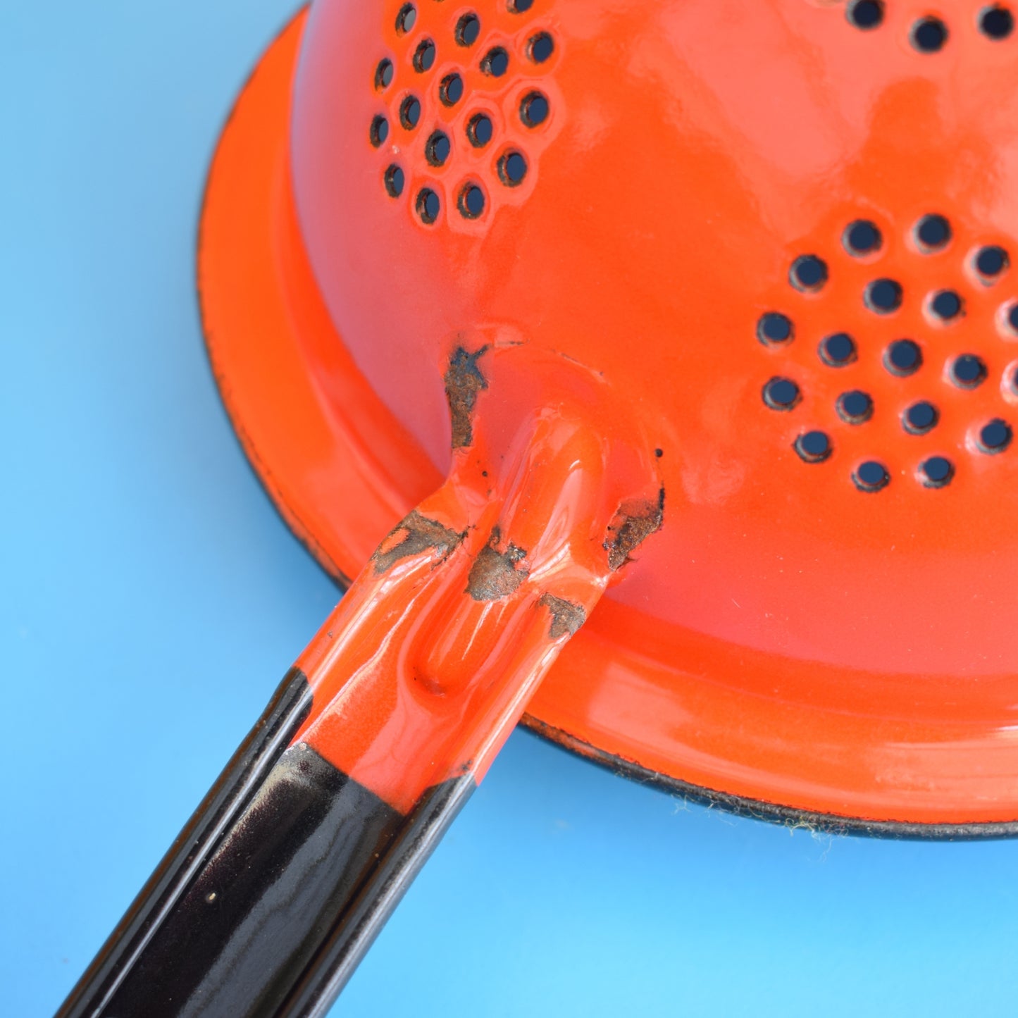 Vintage 1970s Enamel Colander - Habitat - Tomato Red