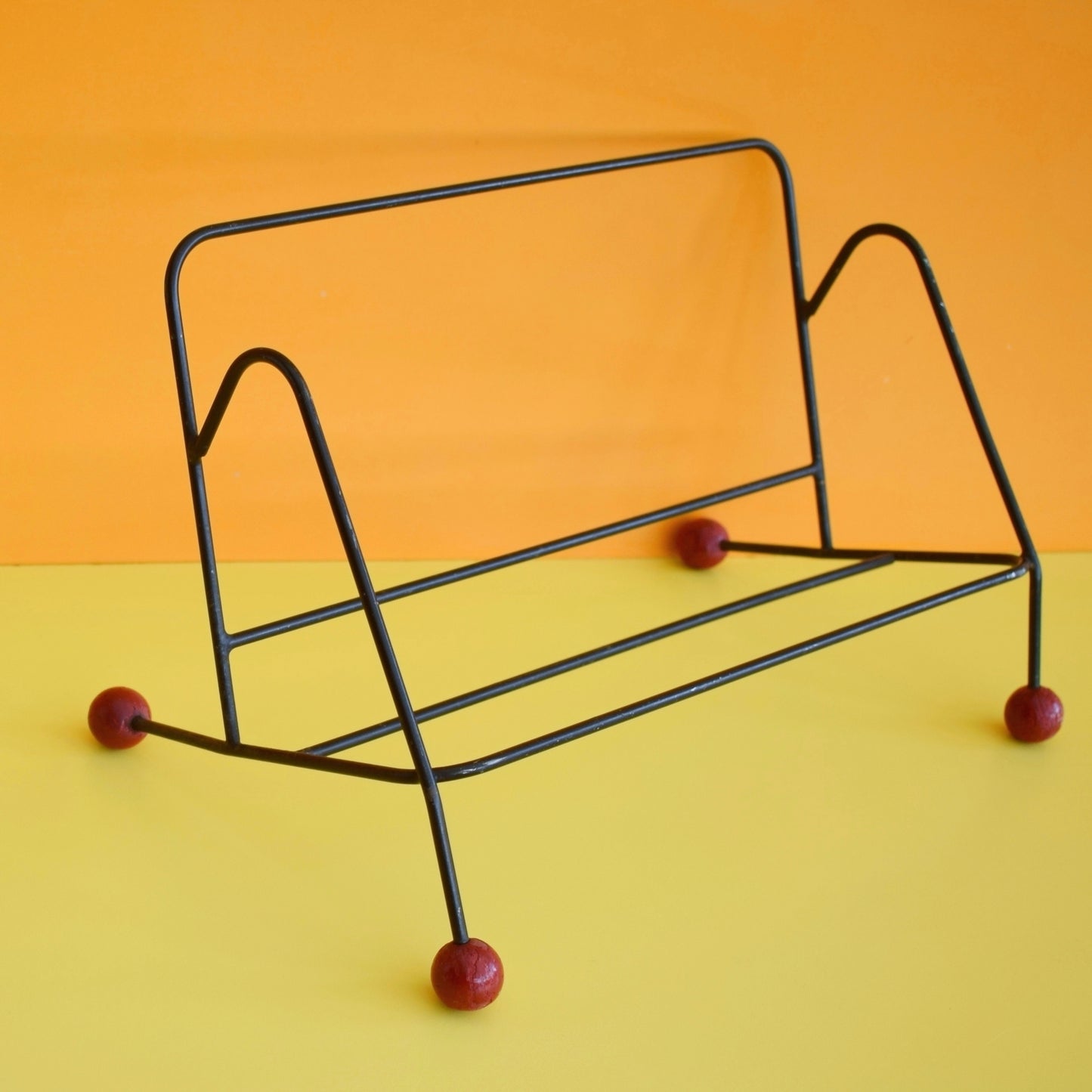 Vintage 1950s Atomic Book Rack - Red & Black