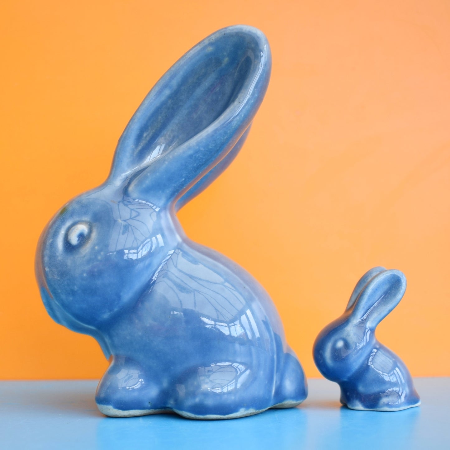 Vintage 1930s Rare Tiny / Medium Bourne Denby Rabbits - Blue