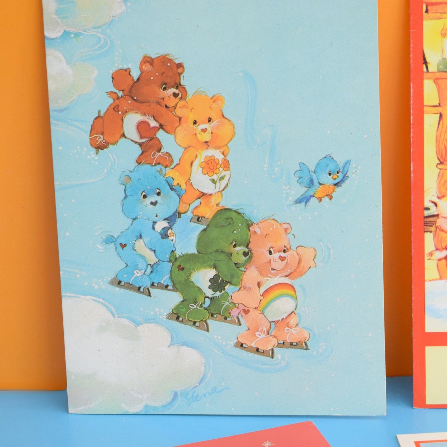 Vintage 1980s Used Christmas Greeting Cards - Carebears