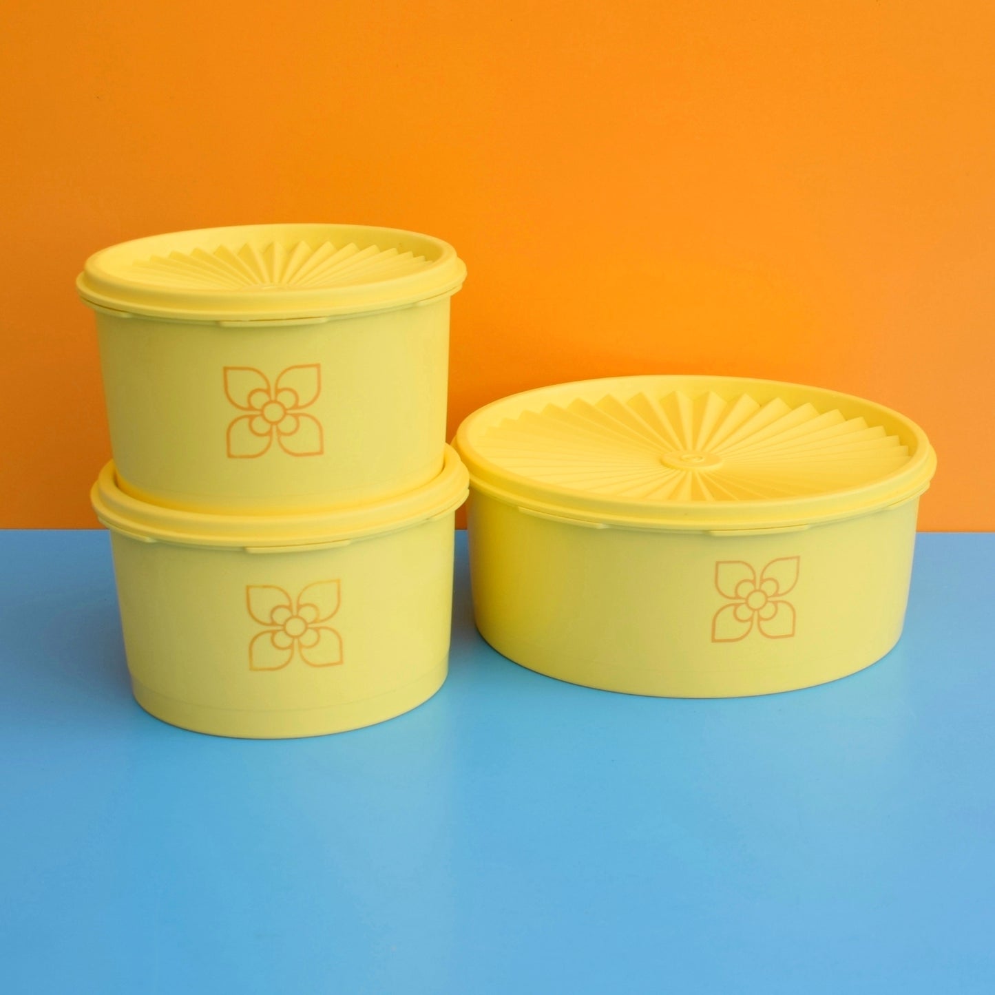Vintage 1970s Tupperware Set Of Containers - Mid Yellow