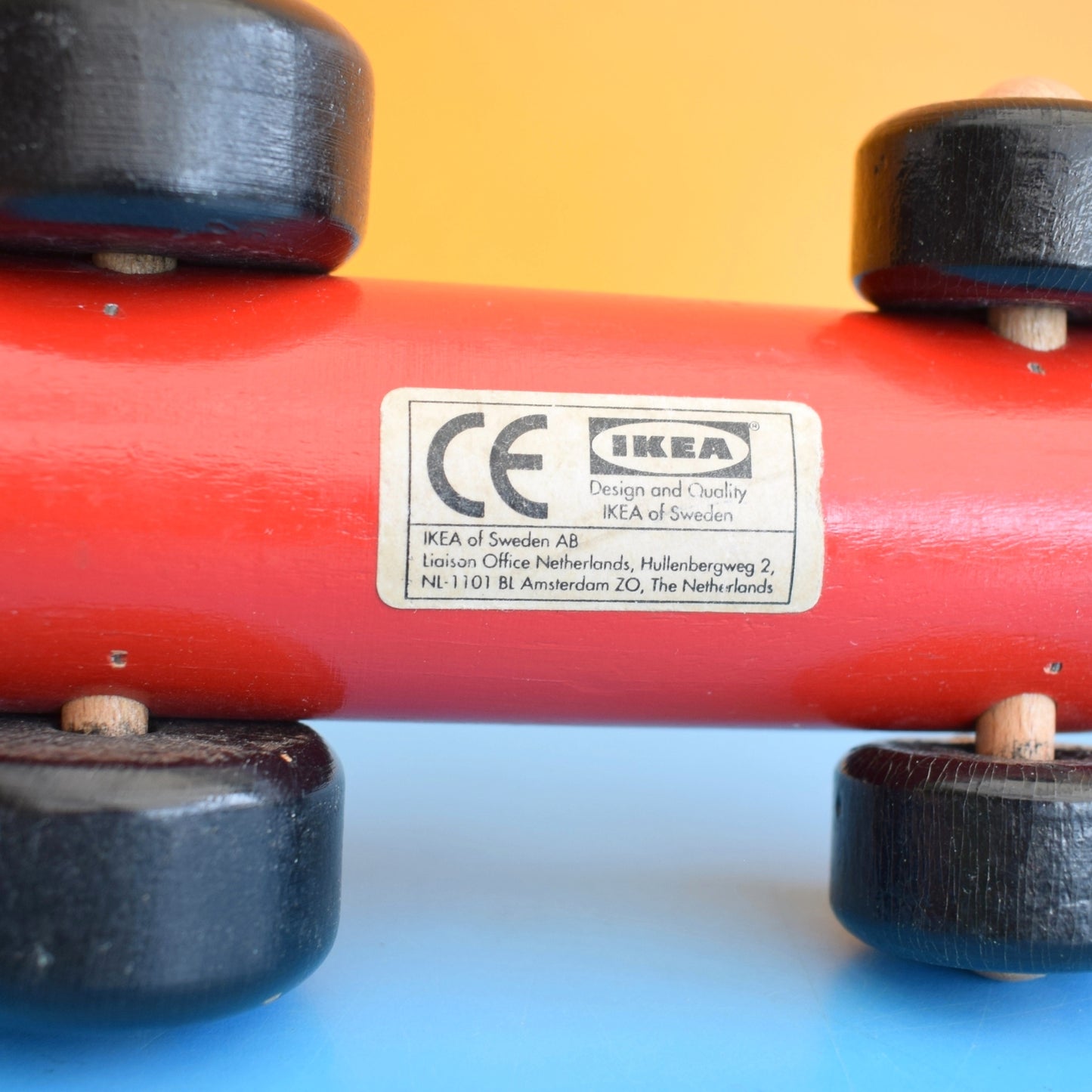 Vintage 1980s Wooden Racing Car - Red - Ikea