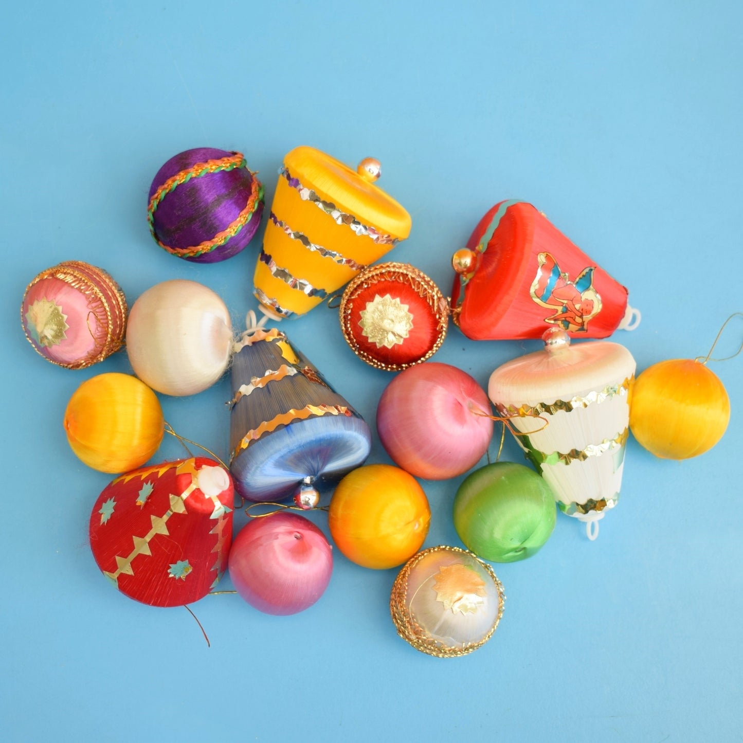 Vintage 1970s Satin Christmas Baubles - Mixed x16 by Pineapple Retro