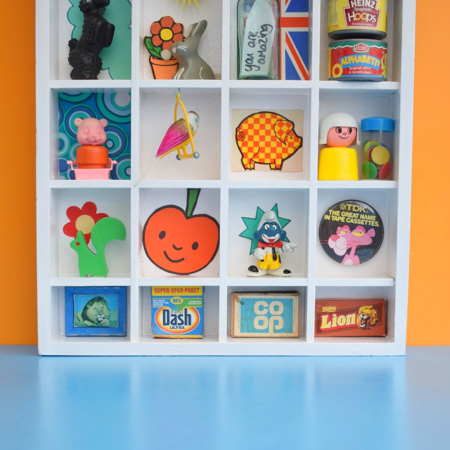 Vintage Mixed Wooden Display Unit & Amazing Vintage Contents