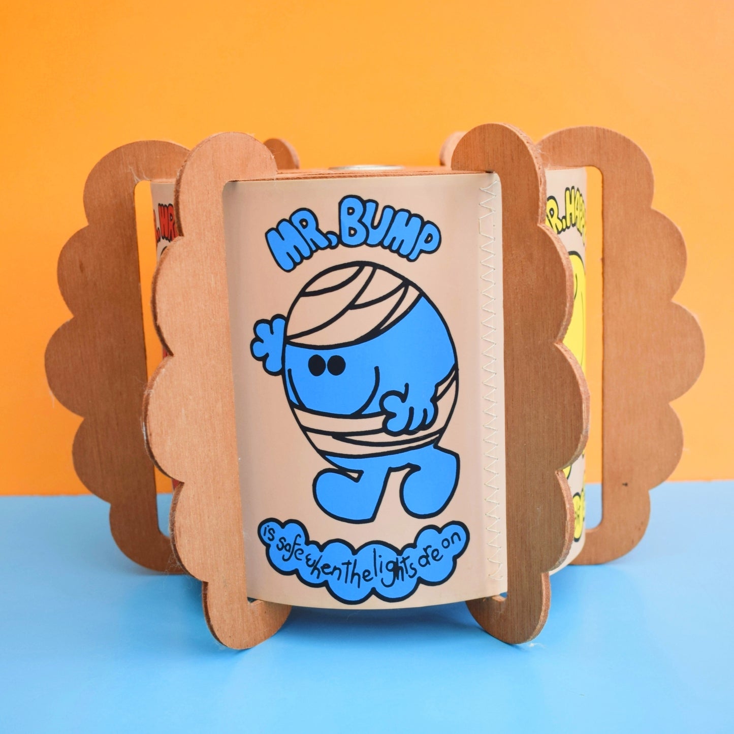 Vintage 1970s Plywood Light Fitting / Shade - Mr Men .