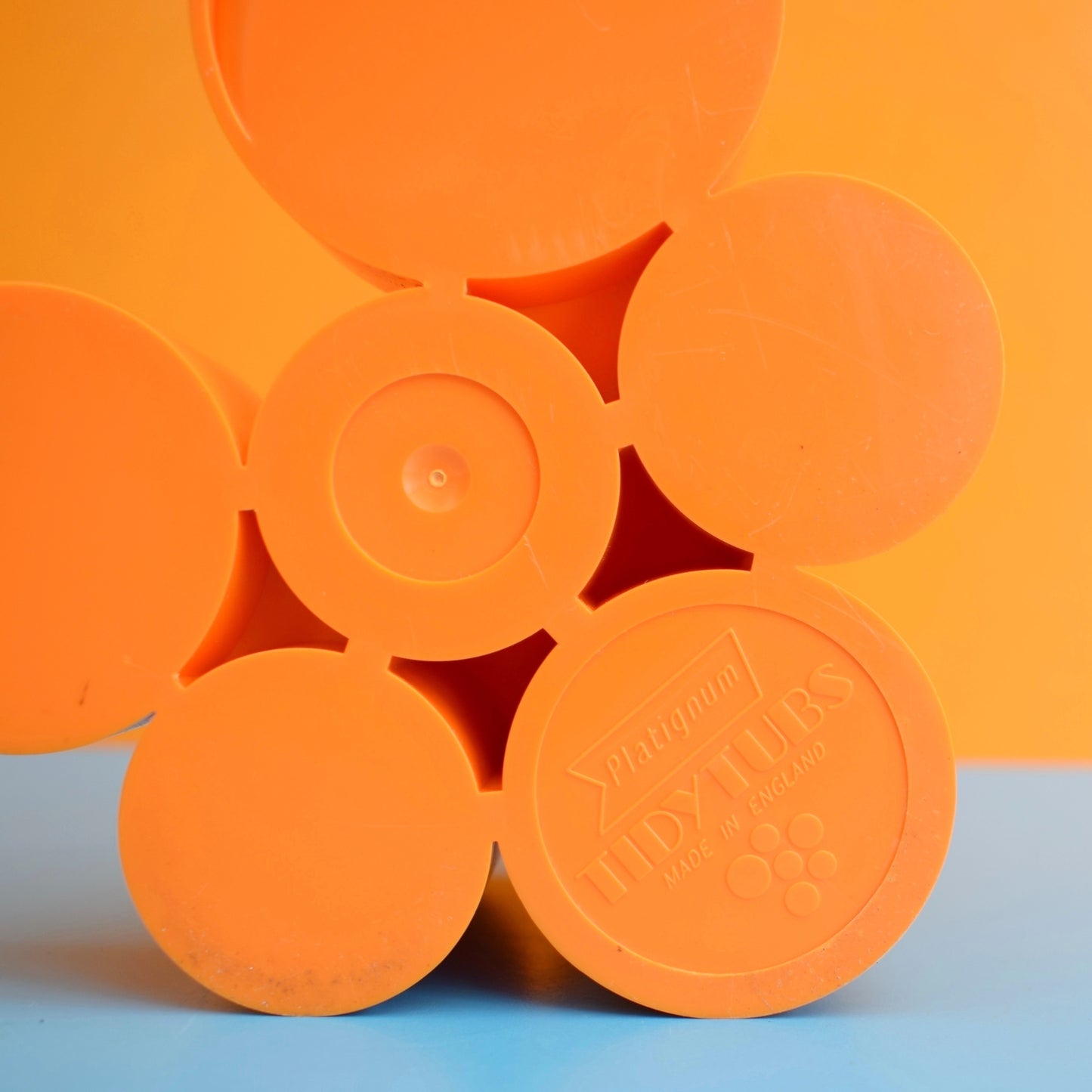 Vintage 1980s Plastic Desk Tidy / Organiser - Orange by Vintage