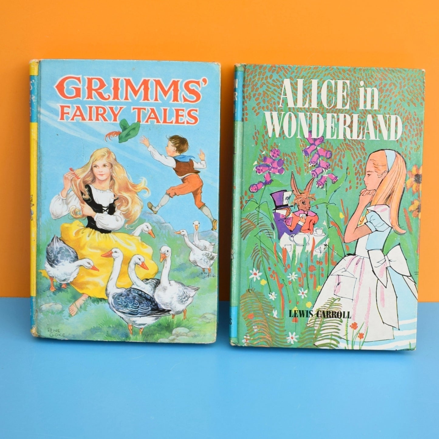 Vintage 1970s The children's Press Books - Alice In Wonderland / Grimms' Fairy Tales by Vintage