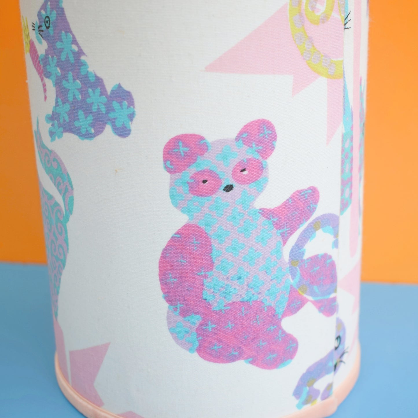 Vintage 1970s Kids Lamp Shade / Wooden Lamp Base by Vintage