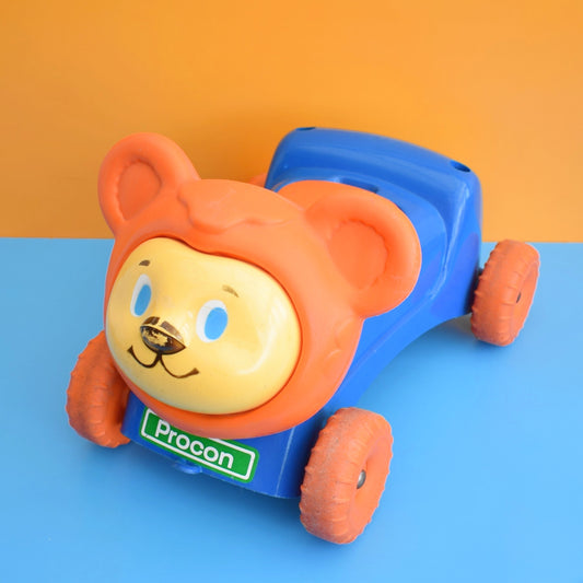 Vintage 1970s Plastic Toy Ride On Orange Bear - Mothercare
