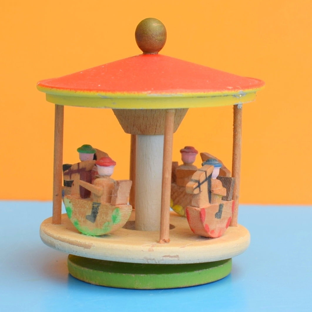 Vintage 1950s German Wooden Merry Go Round Erzgebirge Toy .