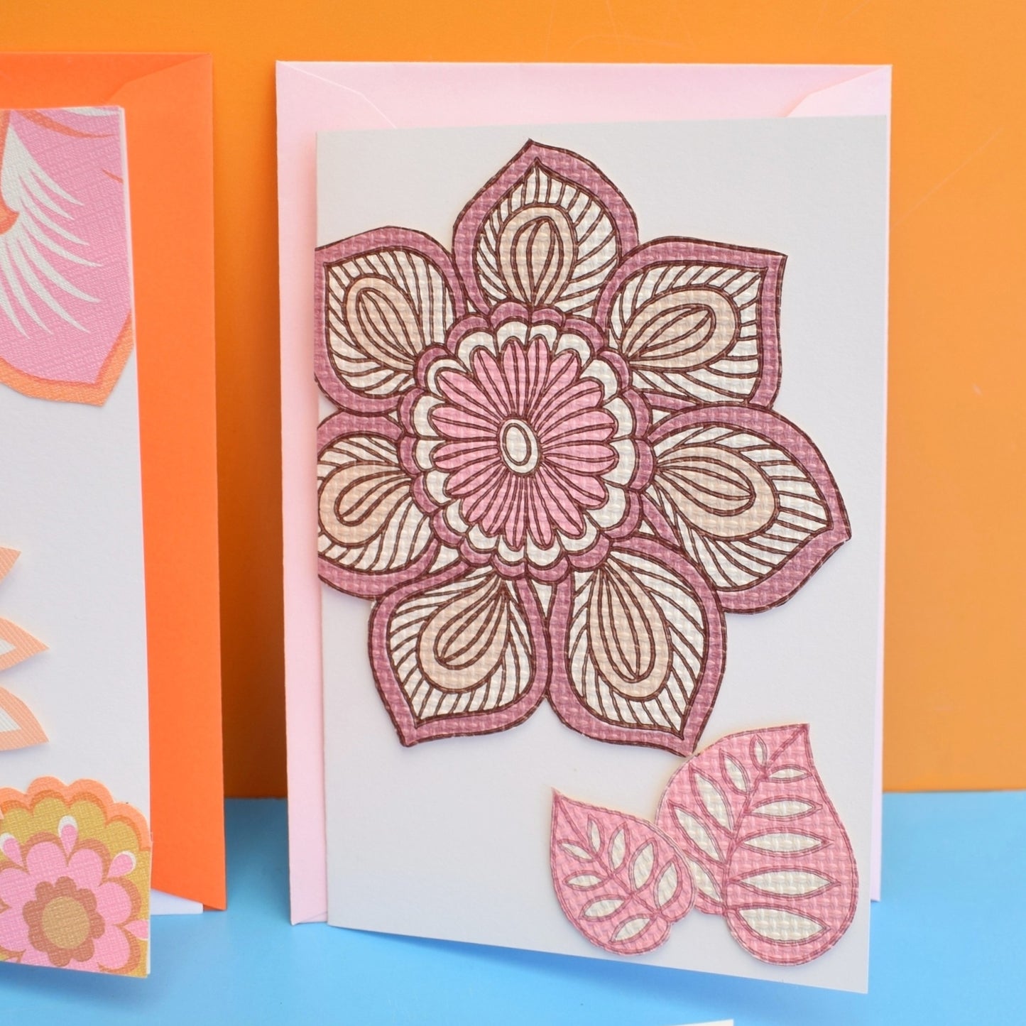 Vintage 1970s Components - Greeting Card - Flower Power Pastels