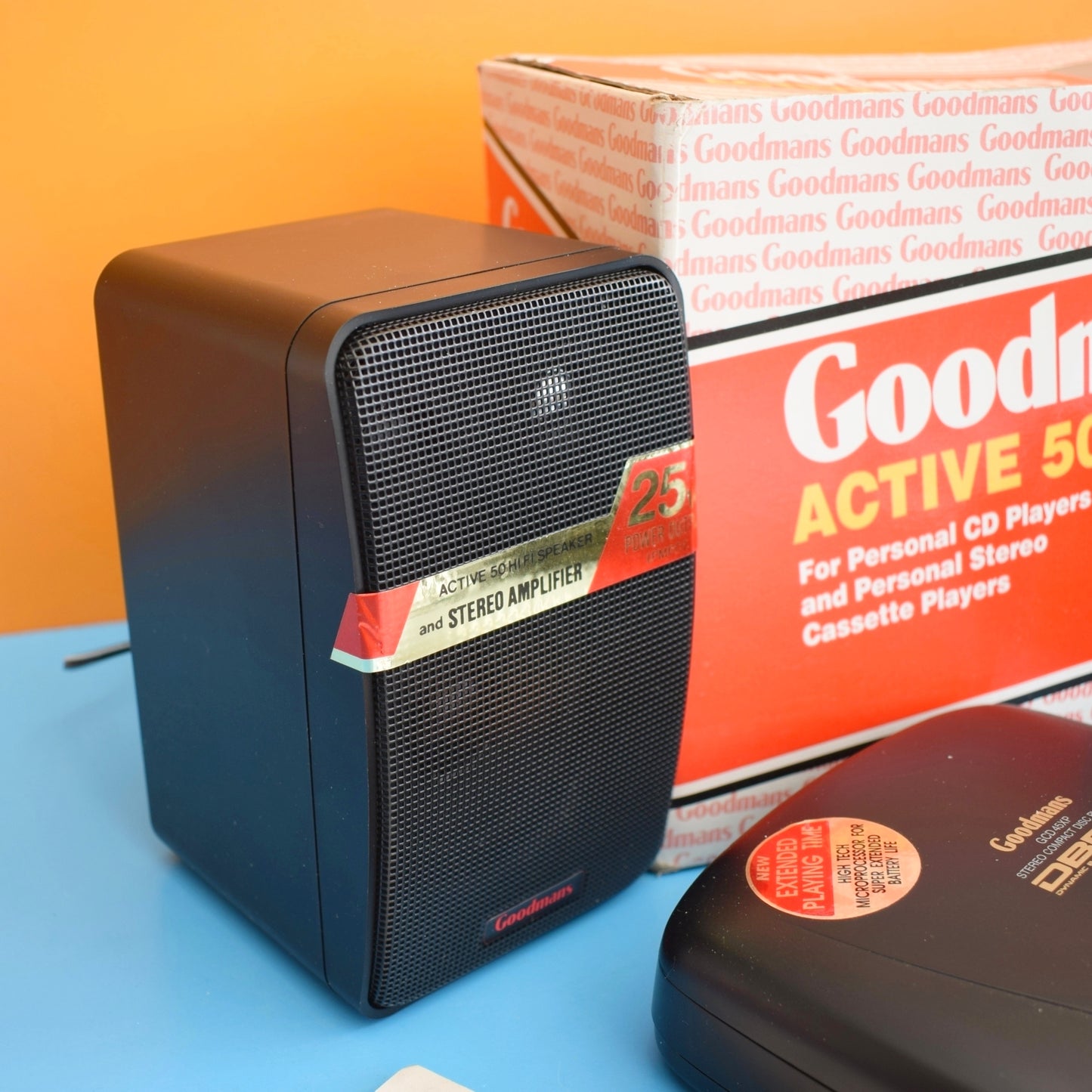 Vintage 1990s Goodmans Personal CD player/ Speakers- Boxed by Pineapple Retro