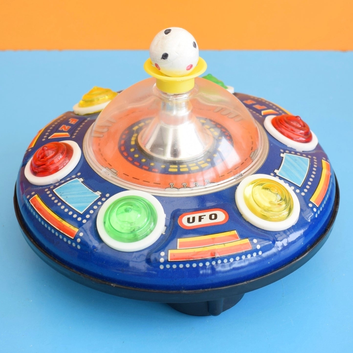 Vintage 1970s Blowing Ball UFO Tin Plate Toy - Battery Operated - Boxed by Vintage