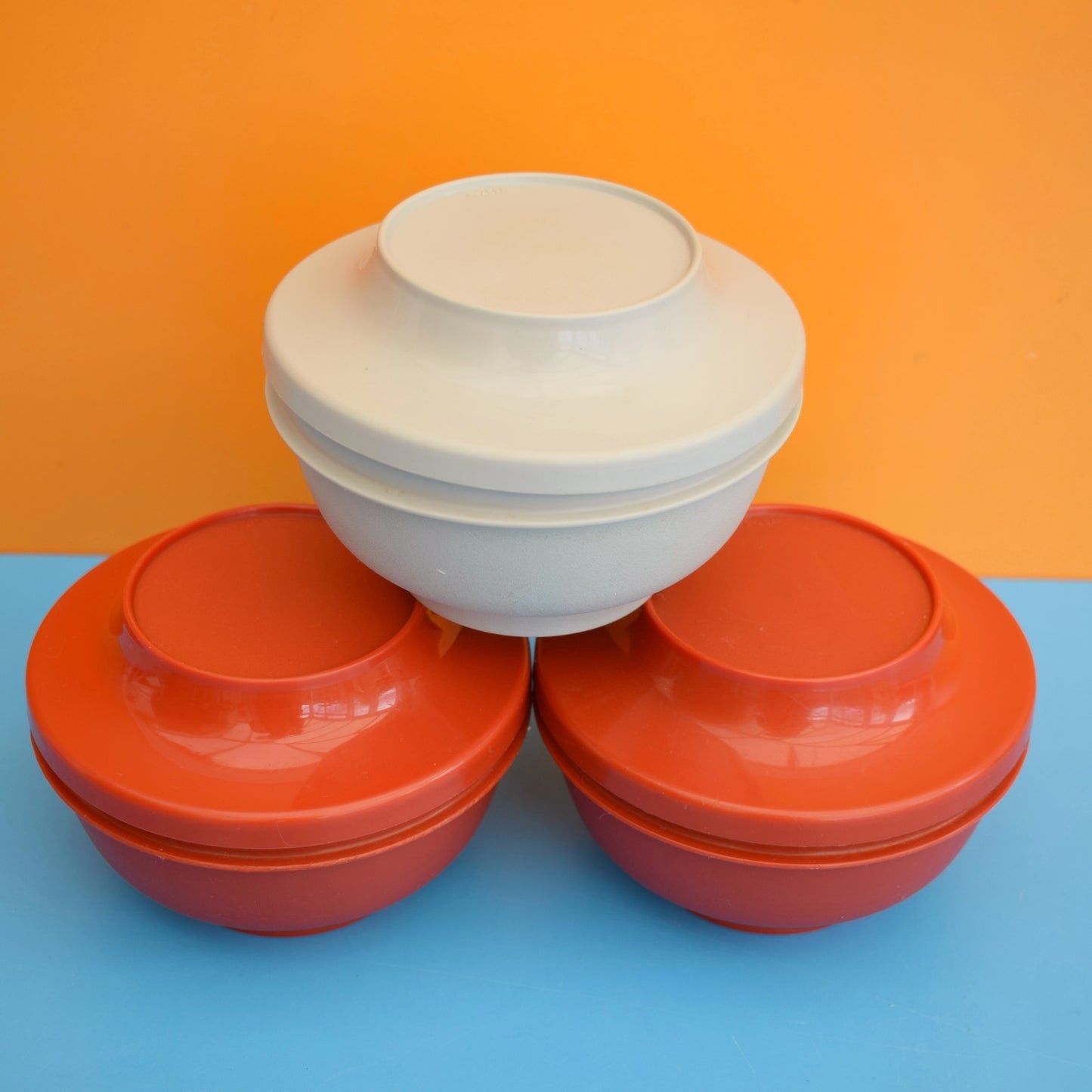 Vintage 1970s Tupperware Containers - Red/ Orange / Yellow / Green / Cream by Pineapple Retro