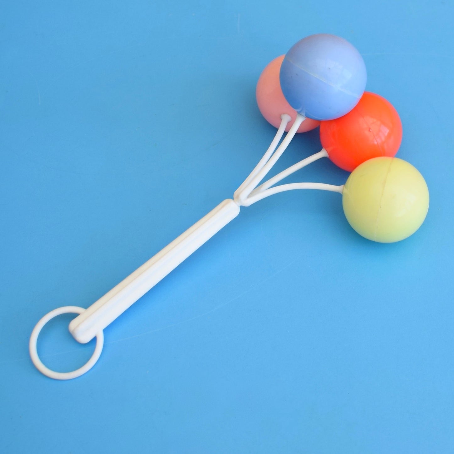 Vintage 1960s Plastic Doll Rattle / Pram Toy - Plastic Balls
