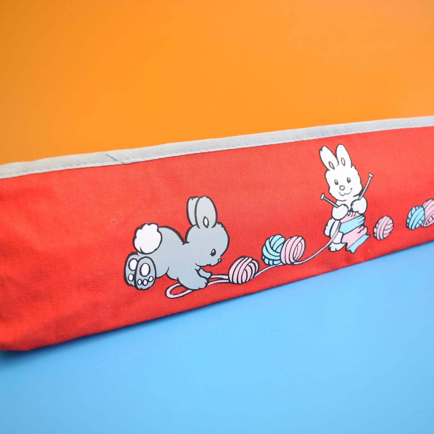 Vintage 1970s Vinyl Knitting Bag - Bunnies