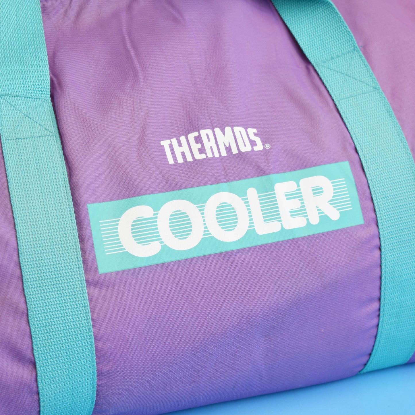 Vintage 1980s Holdall / Cool Bag- Thermos - Purple & Turquoise by Vintage
