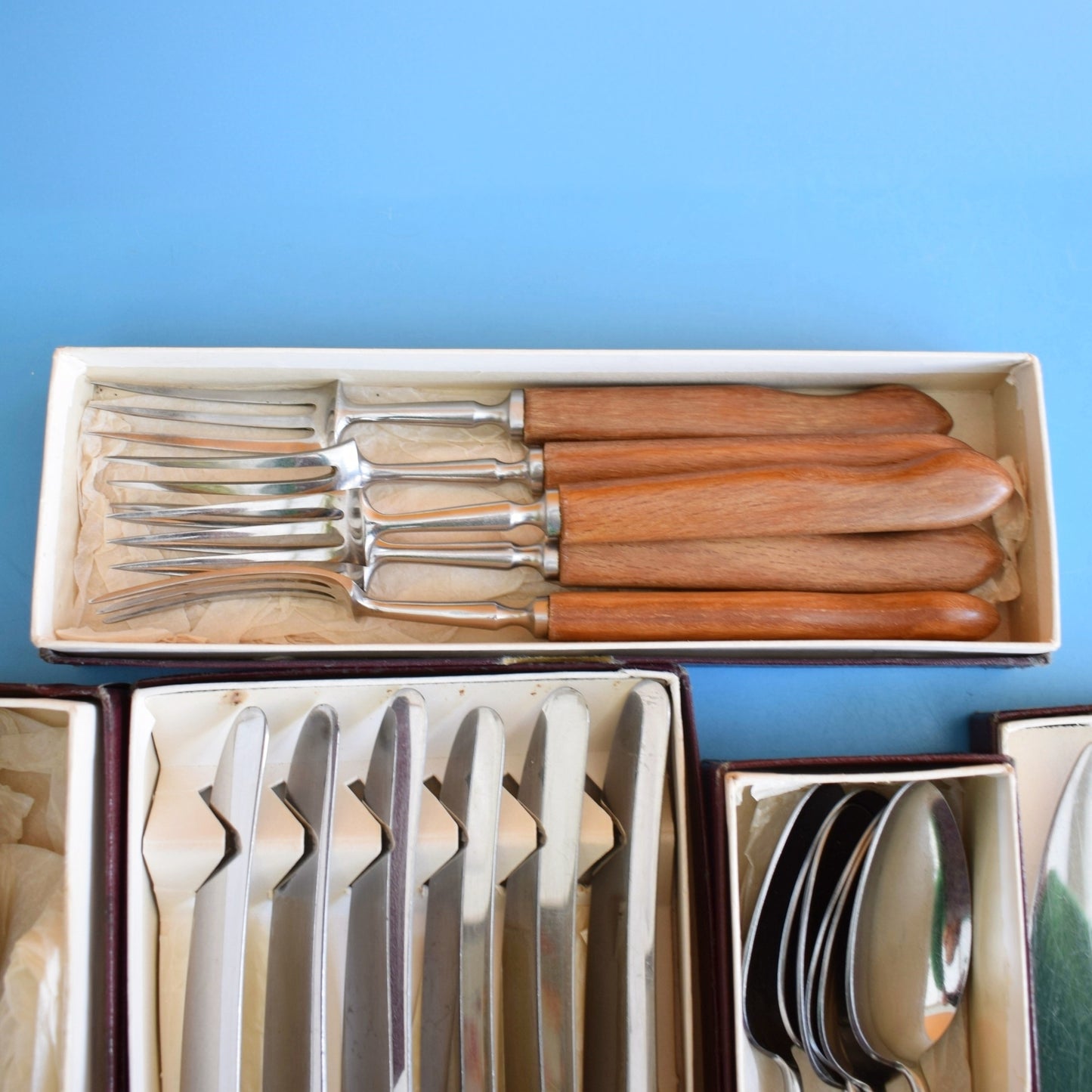 Vintage 1960s Teak Sanenwood Cutlery Pieces - Sold In Sets