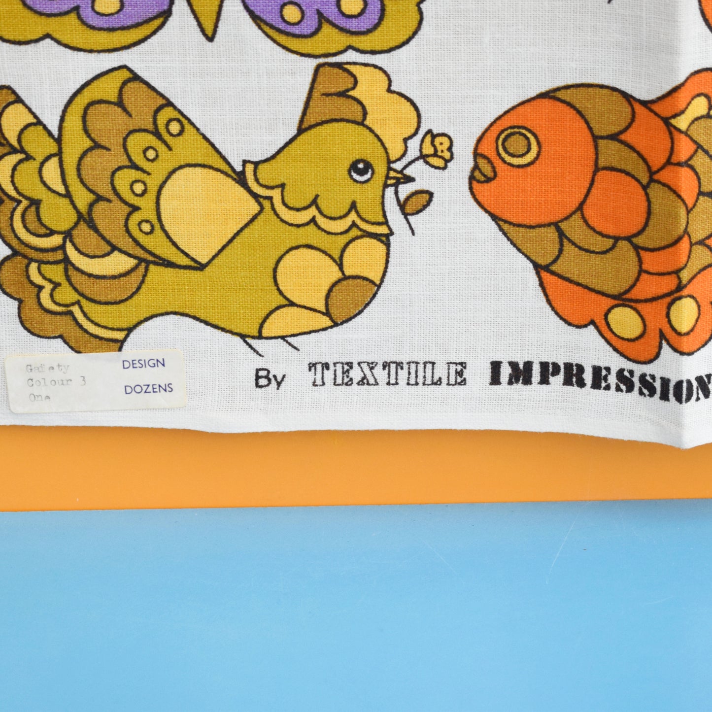 Vintage 1970s Tea Towel - Textile Impressions- Gaiety by Vintage