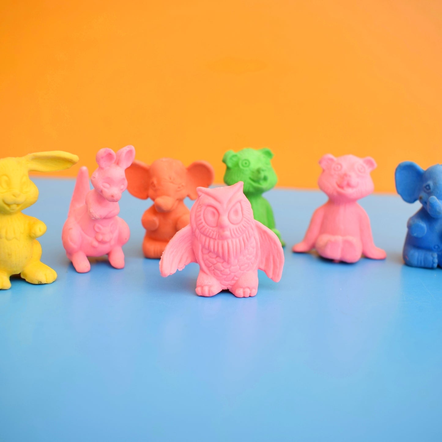 Vintage 1980s Collectable Erasers / Rubbers - Pencil Topper / Animals x10 by Pineapple Retro