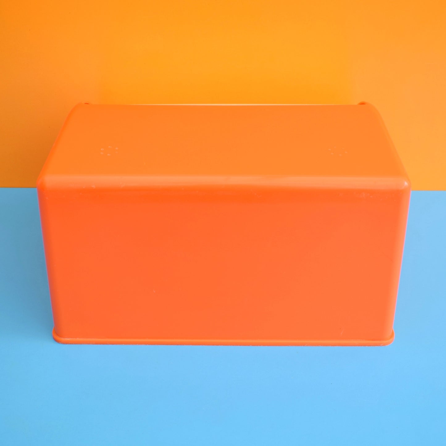 Vintage 1970s Plastic Bread Bin - Orange / Cream Roll Top by Pineapple Retro