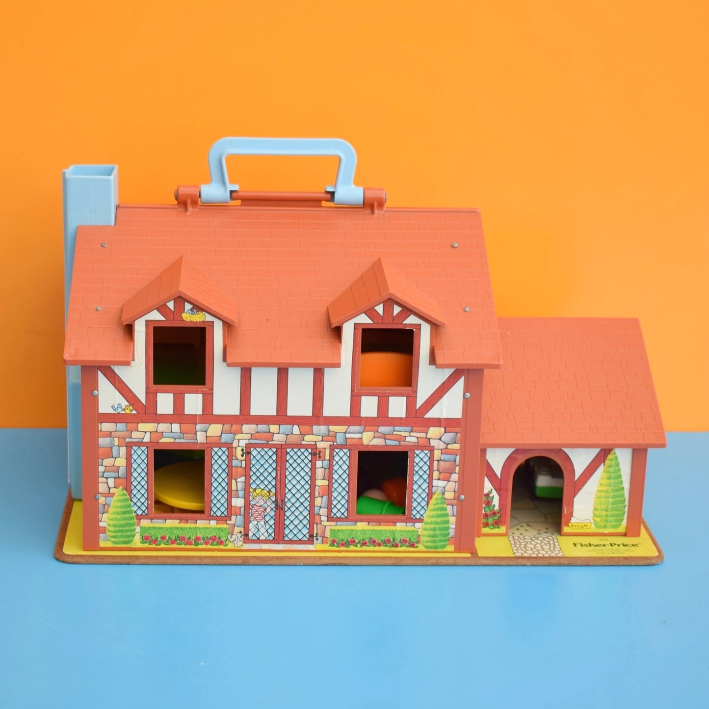 Vintage 1980s Fisher Price Tudor House & Contents