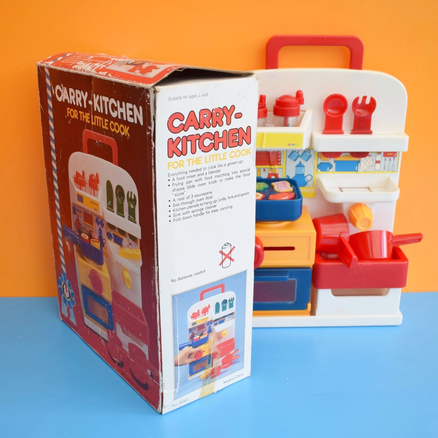 Vintage 1980s Plastic Toy Carry Kitchen- Boxed