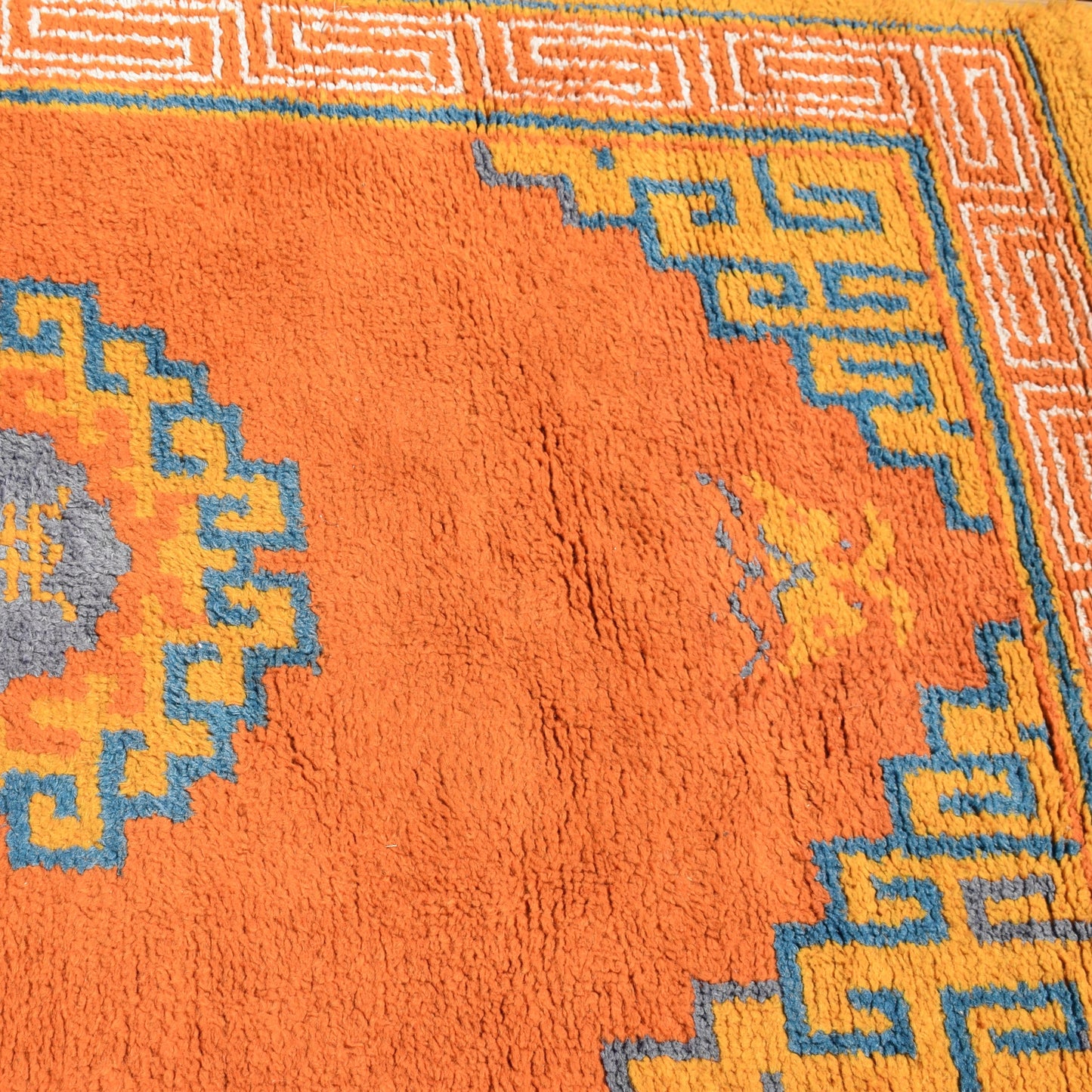 Vintage 1970s Shag Pile Rug - Geometric Orange - Large by Pineapple Retro