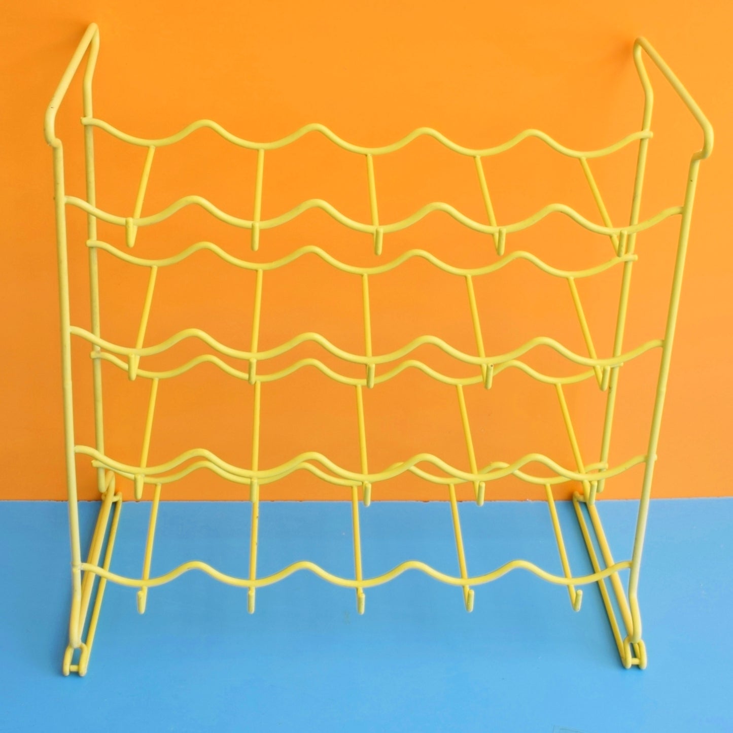 Vintage 1970s Atomic Wine / Bottle Rack - Yellow