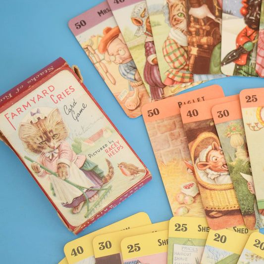 Vintage 1950s Farmyard Cries Card Game - Racey Helps