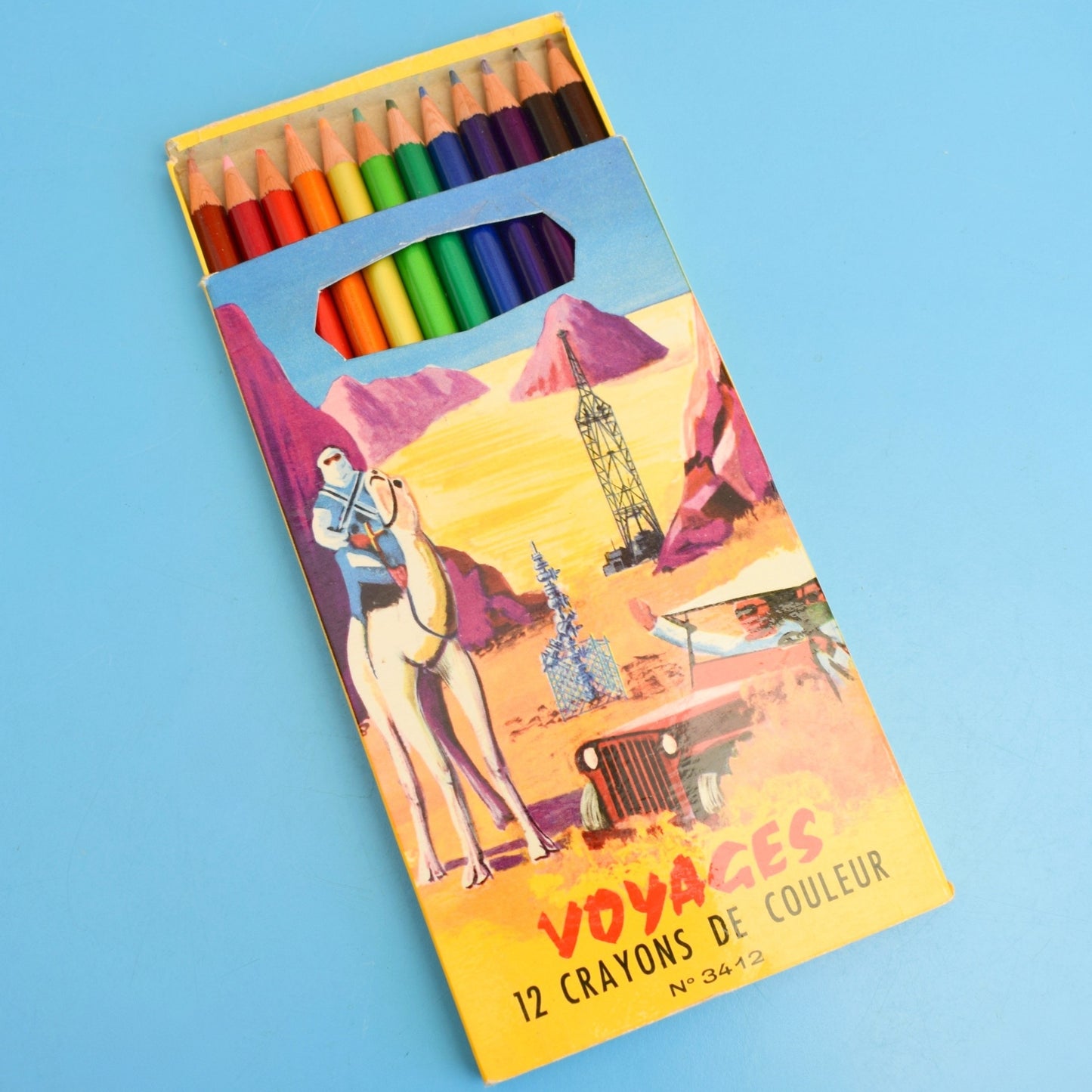 Vintage 1960s Metallic Rainbow Pencils - Voyages - Great Graphics by Pineapple Retro