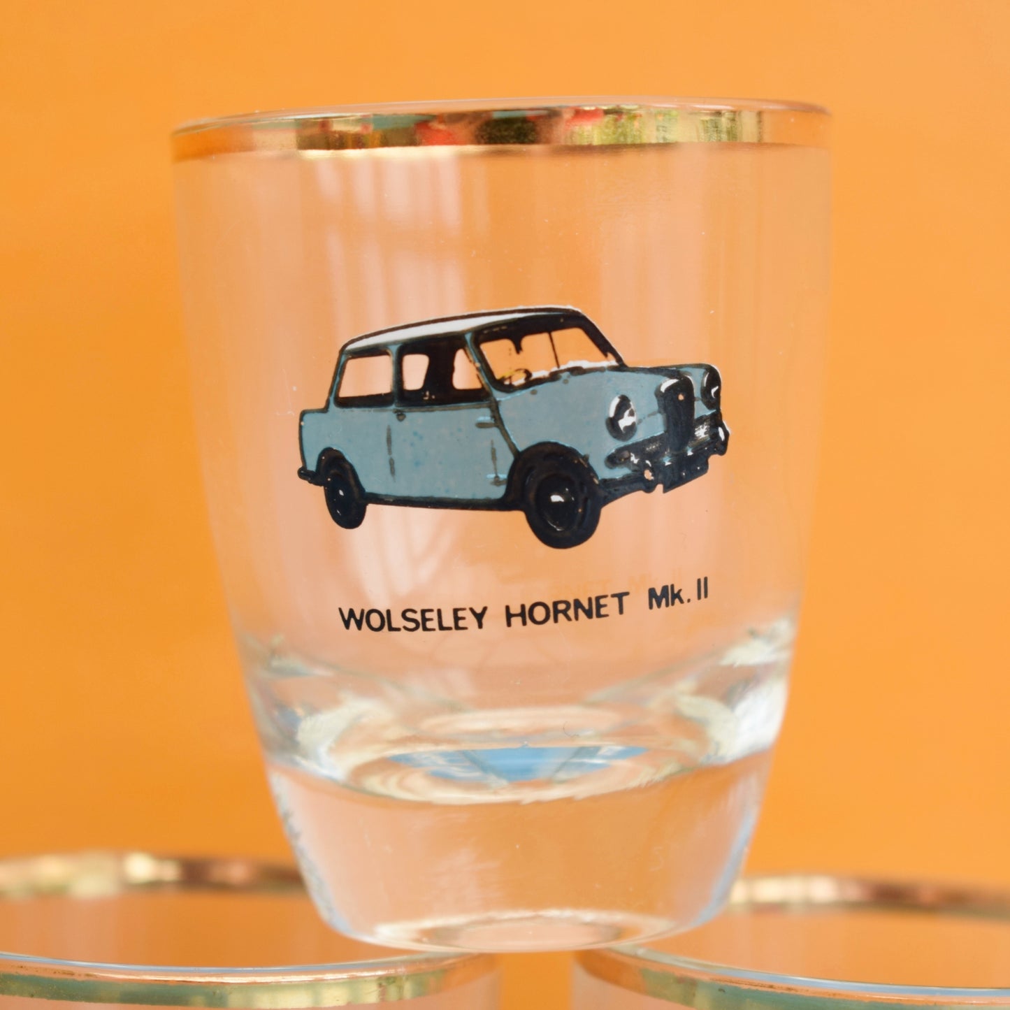 Vintage 1960s Shot Glasses - Different Mini Cars x4