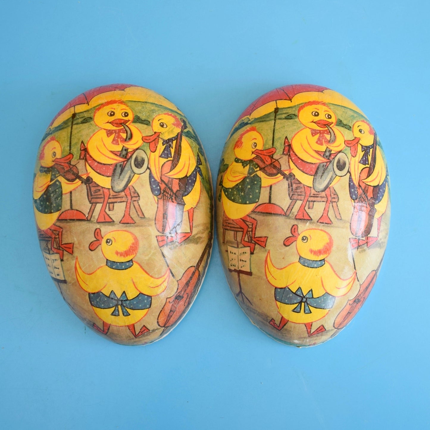 Vintage 1960s Cardboard Gift Box Egg Shaped Very Large