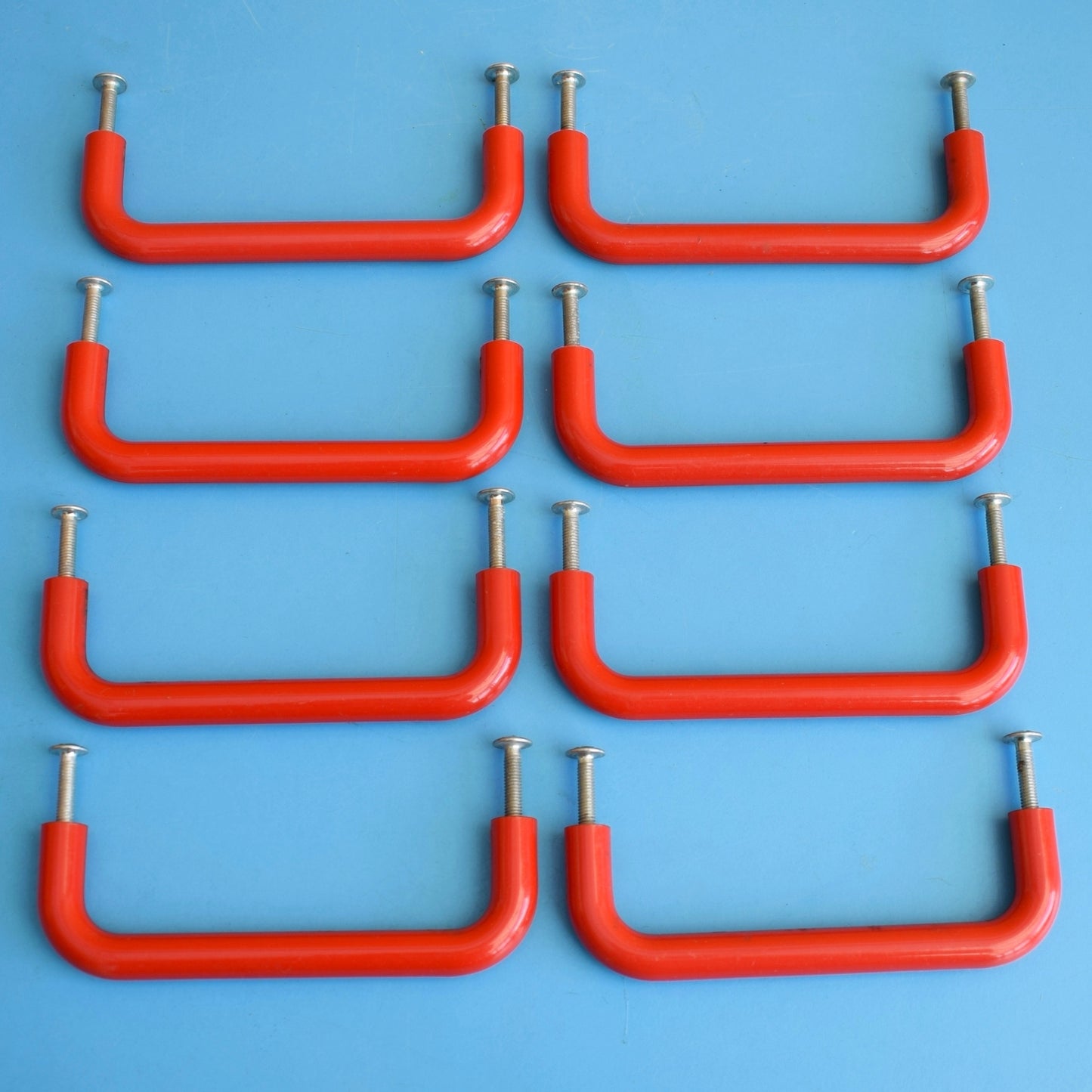 Vintage 1980s Plastic Handles - Set of 8 - Red
