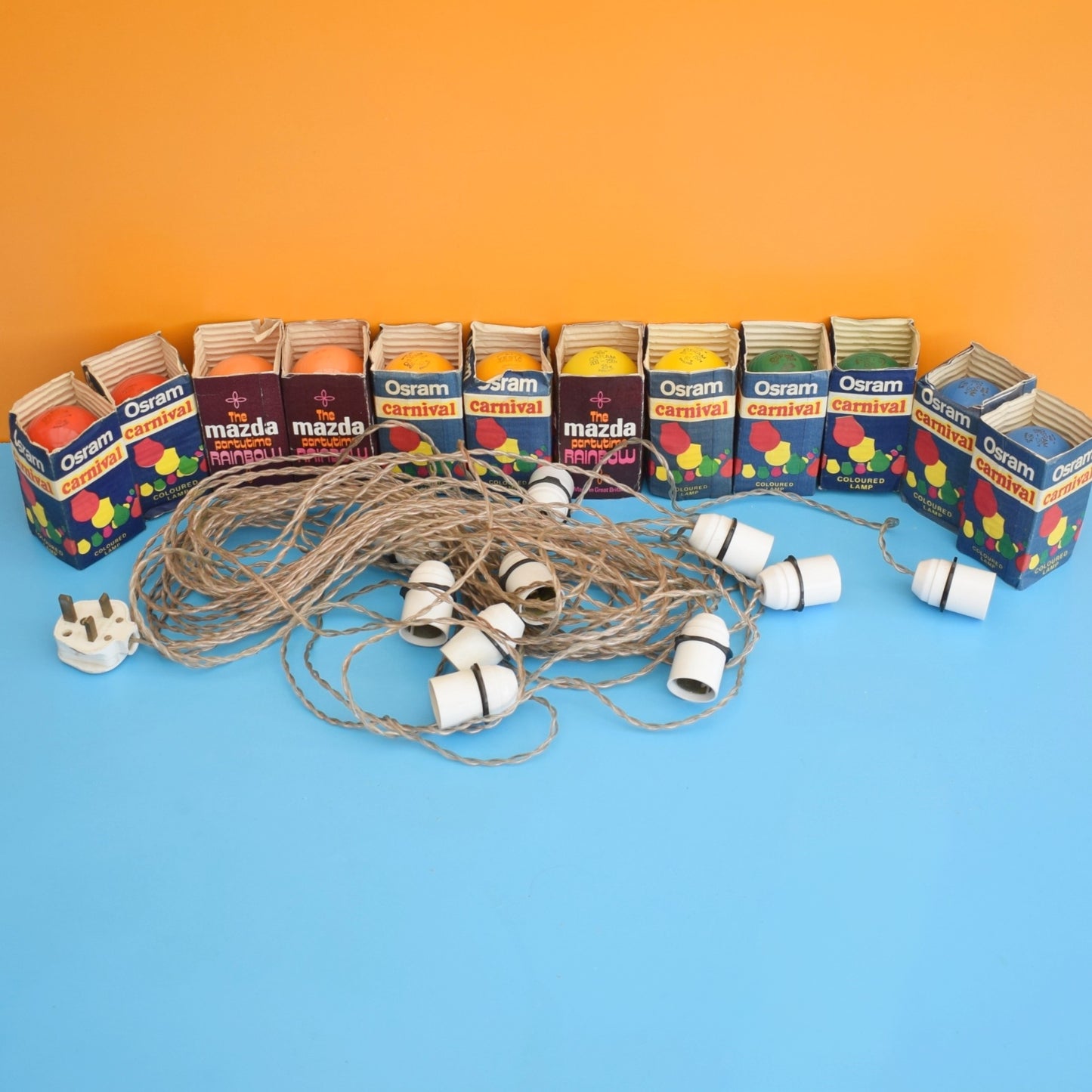 Vintage 1970s String Of Indoor Rainbow Lights / Spare Bulbs
