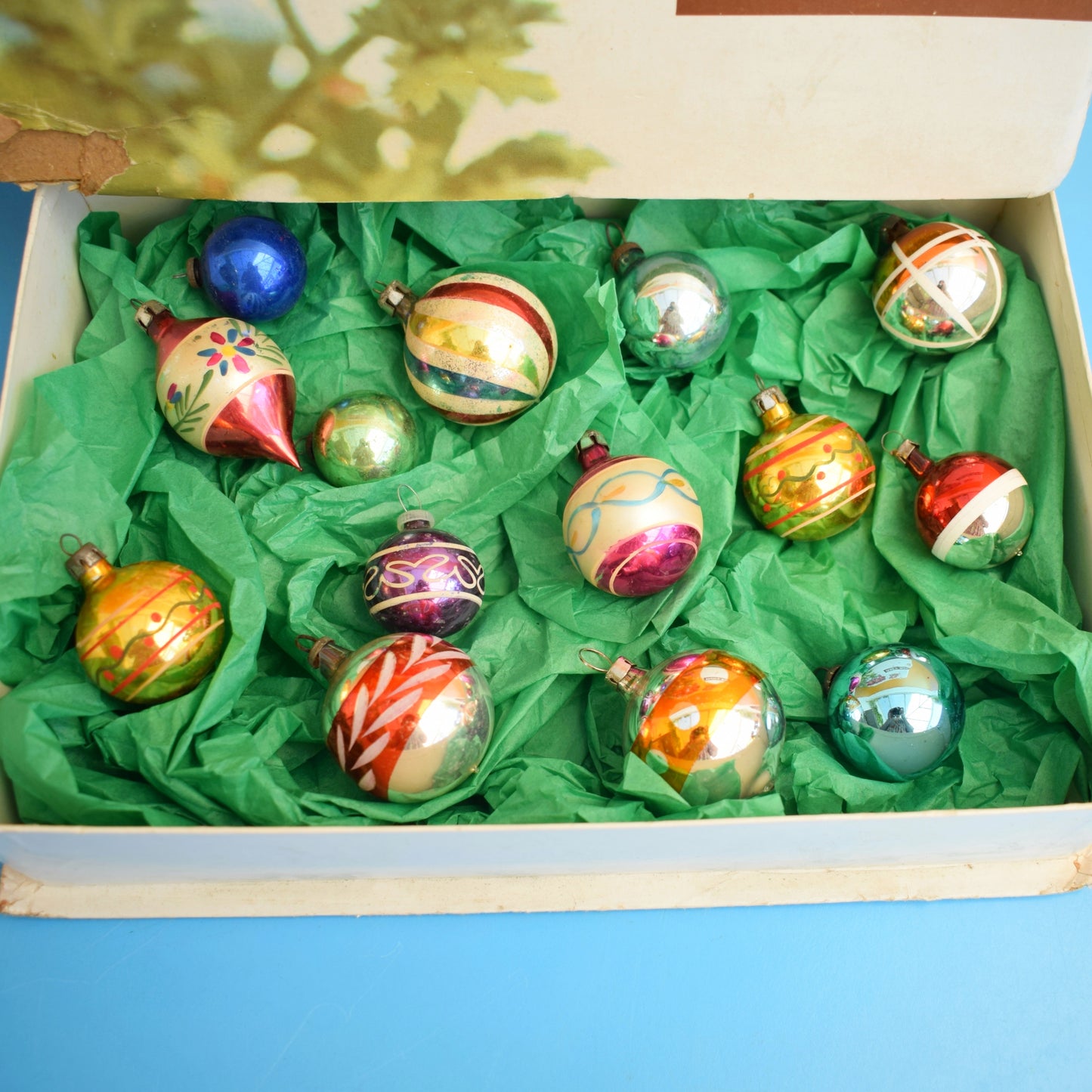 Vintage 1960s Glass Christmas Baubles - Small x14 - Chocolate Box by Pineapple Retro