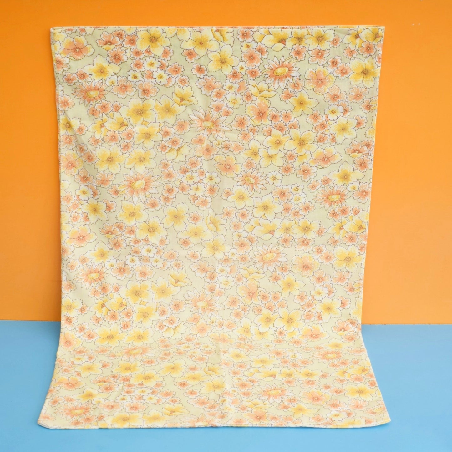 Vintage 1970s Single Pillowcase - Flower Power - Orange & Yellow